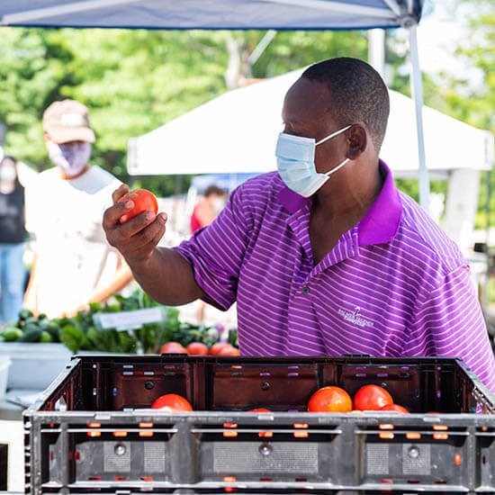 A farmer at the farmers market